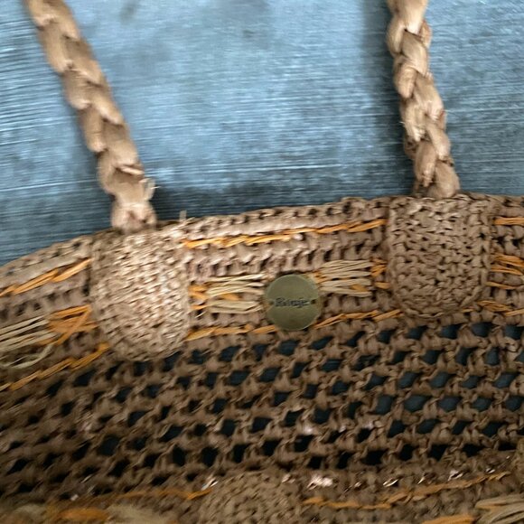 ROUJE Saffran Raffia Basket Bag Tote RARE - Picture 5 of 6